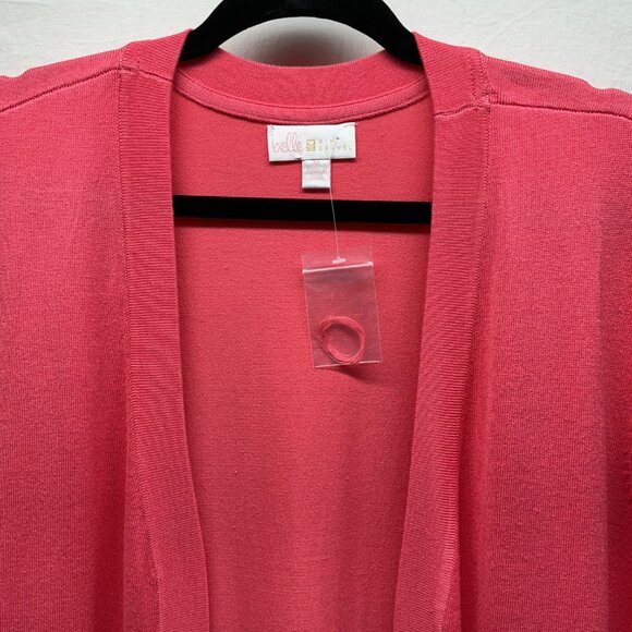 Long Cardigan with Pockets Belle by Kim Gravel Feather Knit $64 QVC -CORAL - Picture 2 of 13